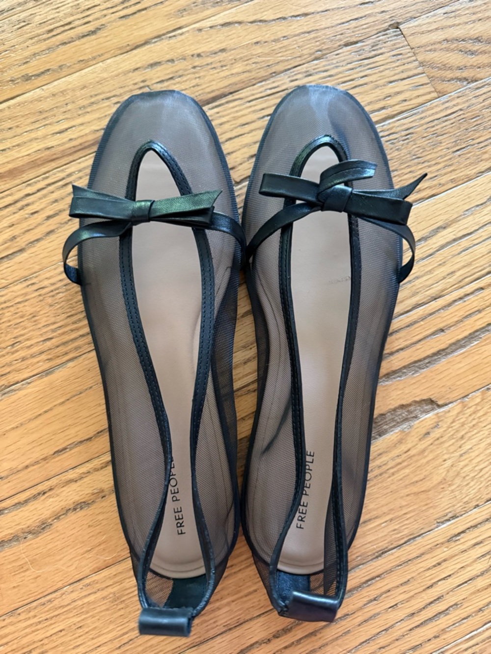 Free People Black Mesh Bow Ballet Flats
